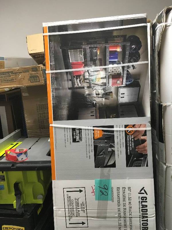 lot 92 image: Gladiator 4- Shelf 60 in. W x 72 in. H x 18 in. D  Welded Steel Garage Shelving Unit new