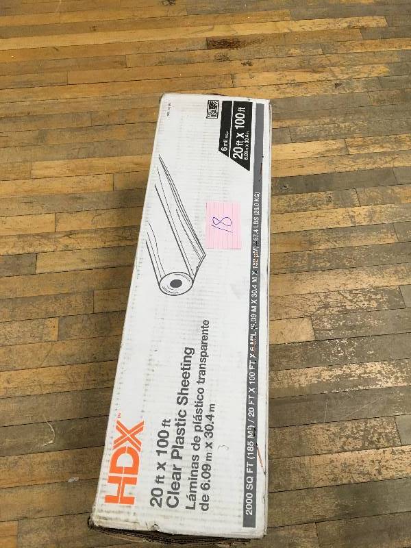 lot 18 image: HDX 20 ft. x 100 ft. Clear 6 mil Plastic Sheeting new