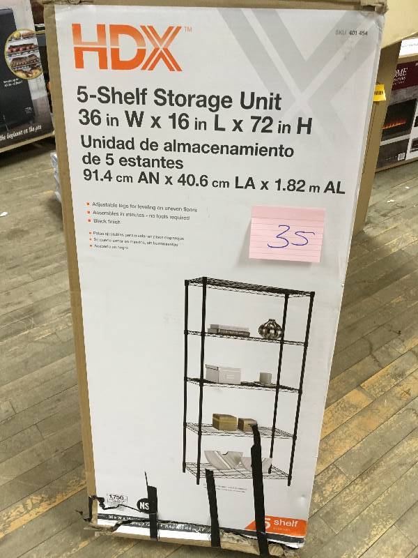 lot 35 image: HDX 5 Shelf Steel Storage Unit in Chrome