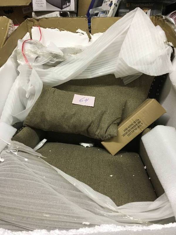 lot 64 image: Meloni Armchair, 36.5Hx34W, DARK BEIGE LNEN not used