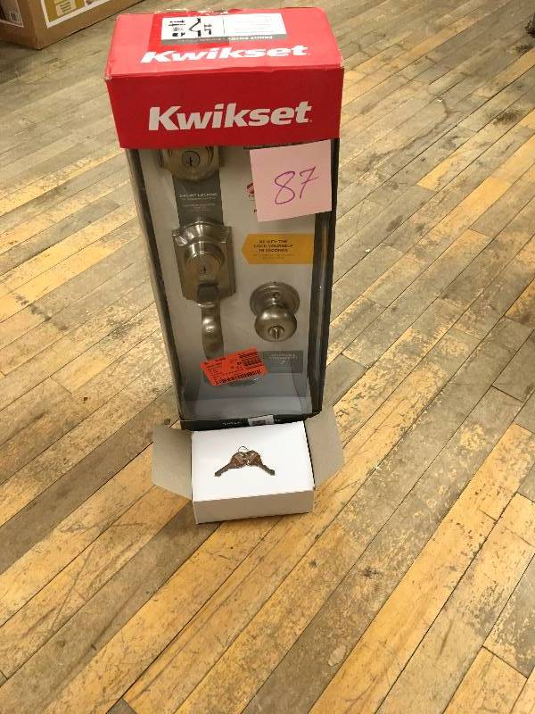 lot 87 image: Kwikset Montara Single Cylinder Handleset wJuno Knob featuring SmartKey in Satin Nickel