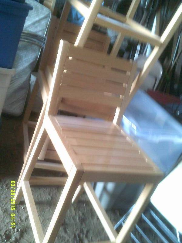 3 TALL SOLID WOOD CHAIRS