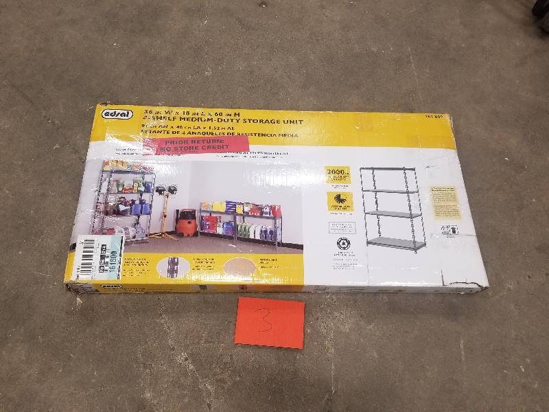 Edsal 4-Shelf Medium Duty Storage Unit, 36 in. W x 18 in. L x 60 in. H