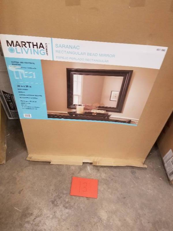 Martha Stewart Living Saranac Rectangular Bead Framed Mirror 36 in. x 30 in.