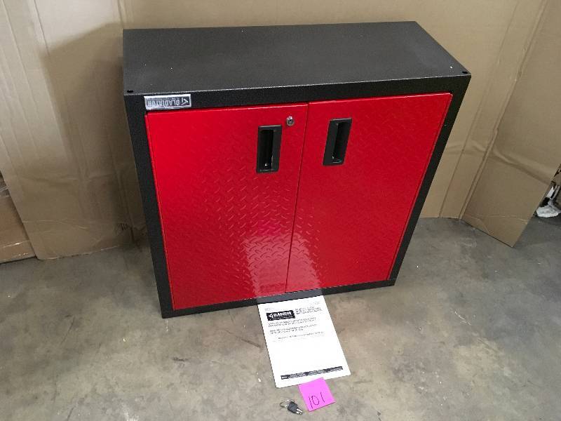 Gladiator Premier Series Pre-Assembled 30 in. H x 30 in. W x 12 in. D Steel 2-Door Garage Wall Cabinet in Racing Red Tread open box never used