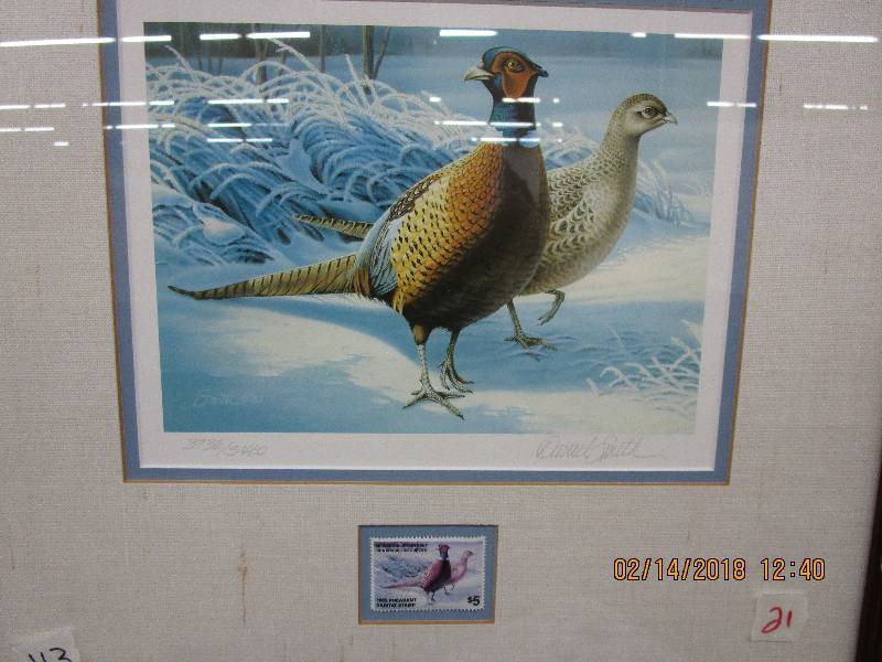 lot 21 image: Pheasants Print Numbered and Signed by Daniel Smith