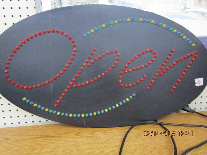 lot 22 image: Open Sign Blinks and Steady