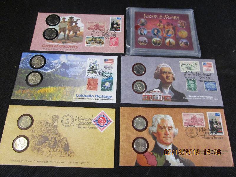 lot 41 image: Westward Journey Nickel Series 2004, 2005, 2006, Lewis and Clark Colorized Nickel Collection, CORPS of Discovery Quarters and Colorado Heritahe Quarters