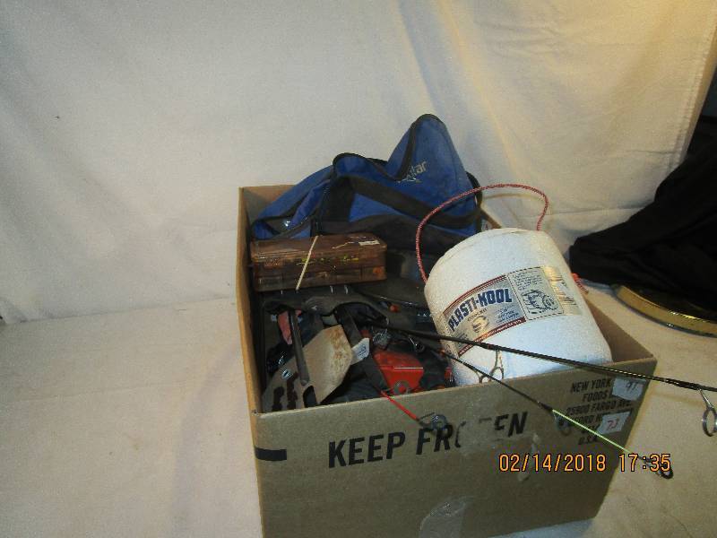 lot 73 image: Ice Fishing poles, Tip ups, tackle, Lots of nice Icefishing Items