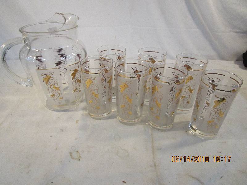 lot 86 image: Pitcher and Glasses
