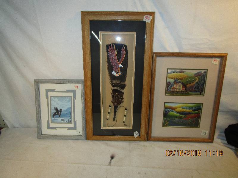lot 94 image: Beautiful Feather Picture and 2 other Pictures