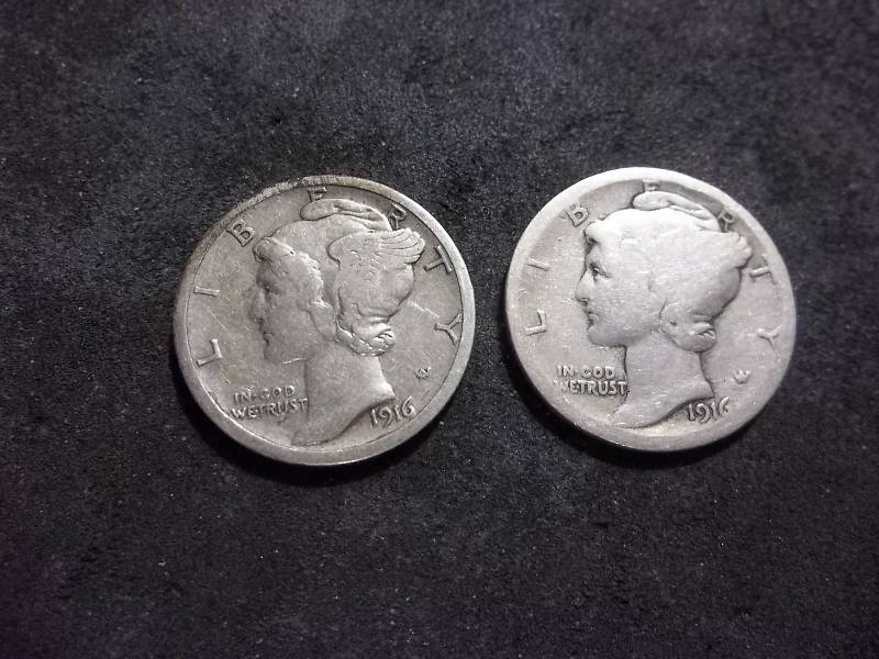 1916, 1916 S Mercury Dimes
