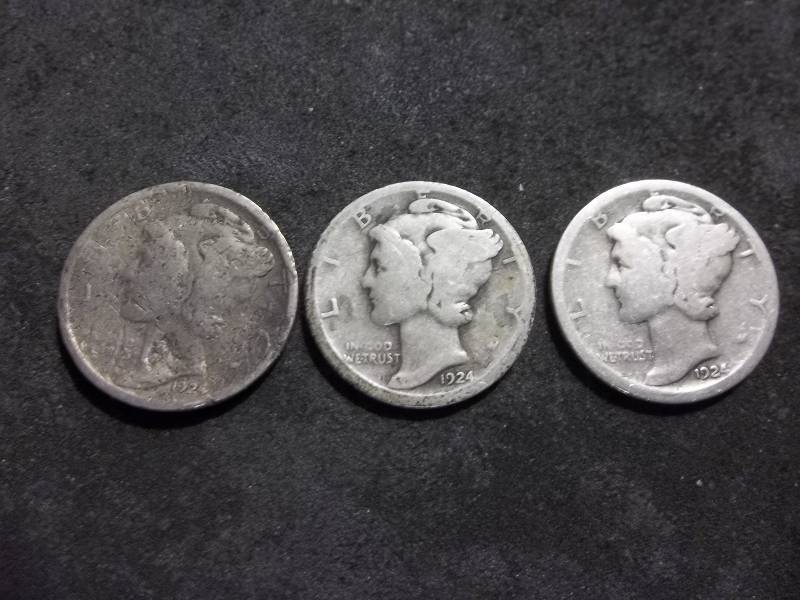 1924 P,D,S Mercury Dimes