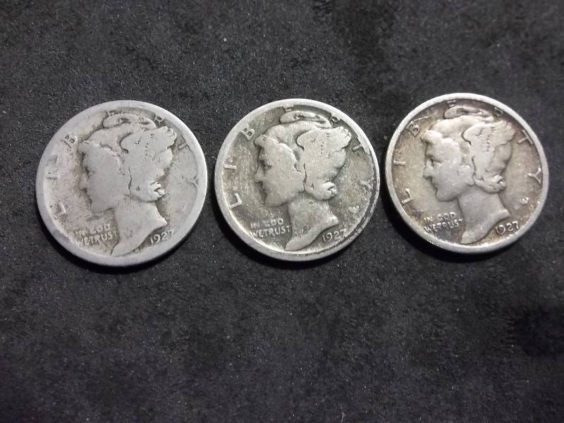1927 P,D,S Mercury Dimes