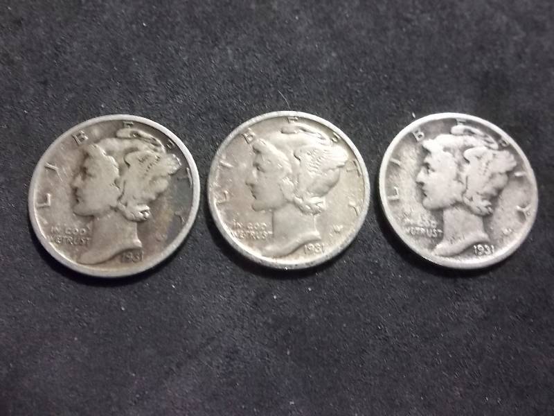 1931 P,D,S Mercury Dimes