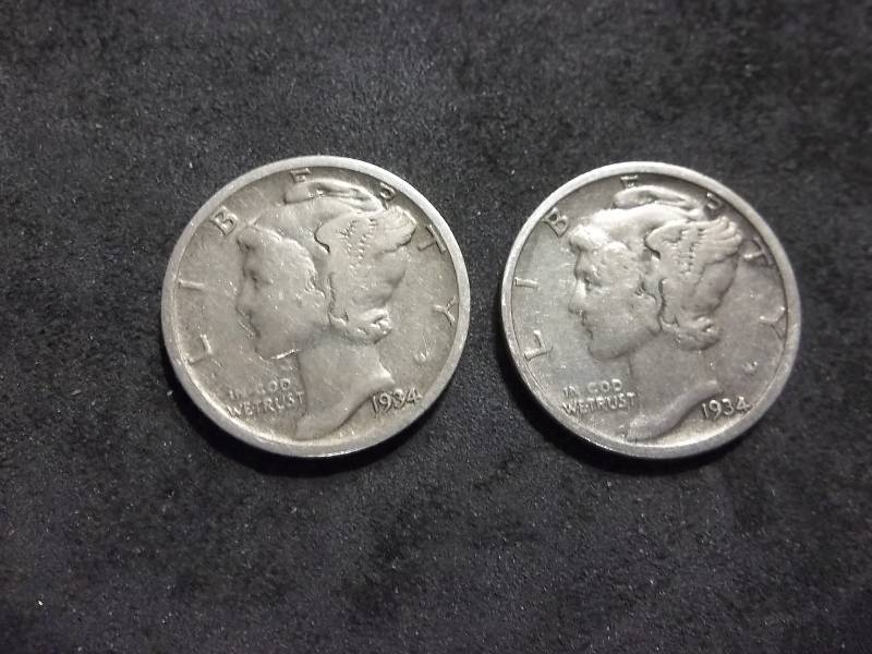 1934, 1934 D Mercury Dimes