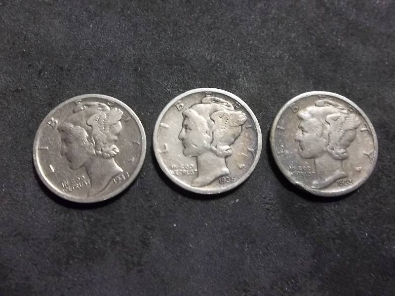 1935 P,D,S Mercury Dimes