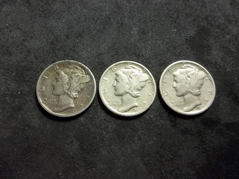 1937 P,D,S Mercury Dimes