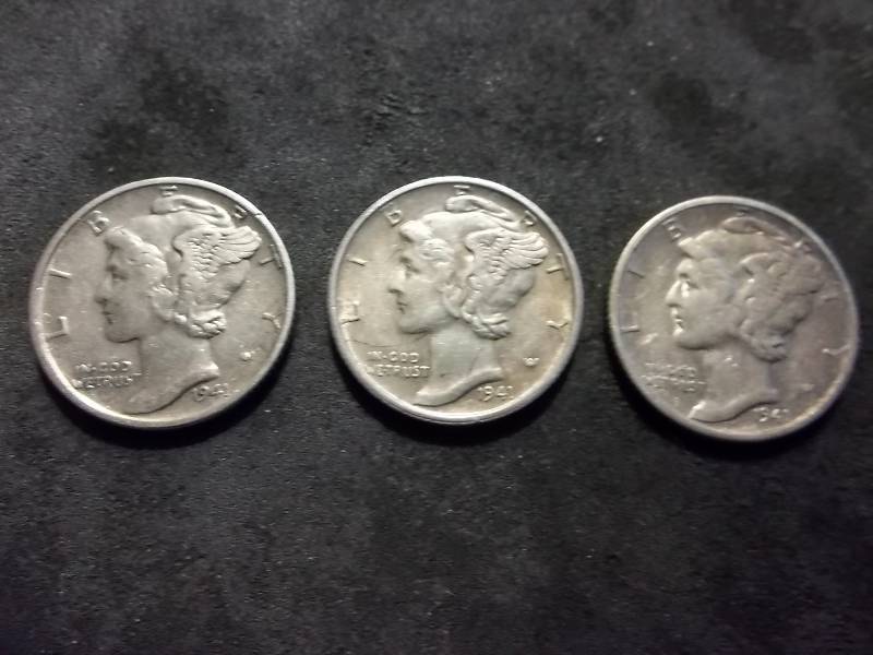 1941 P,D,S Mercury Dimes