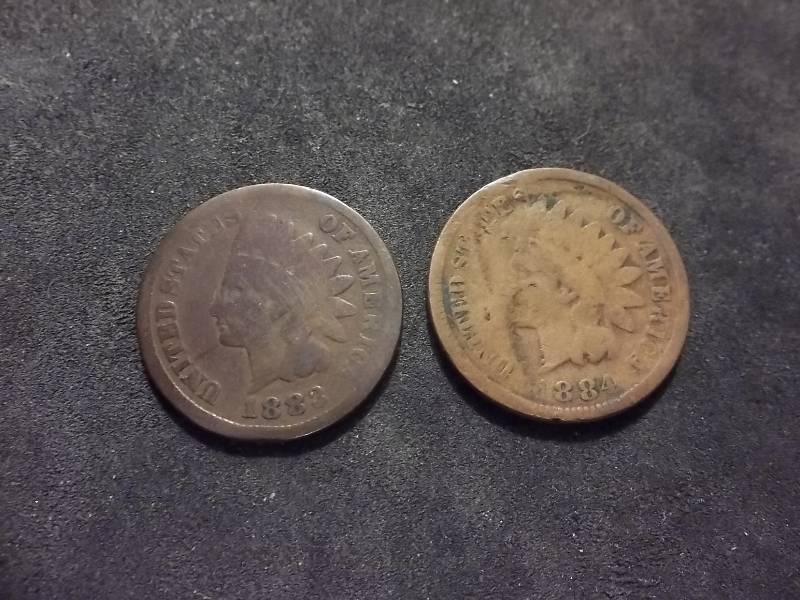 1883, 1884 Indian Head Cents