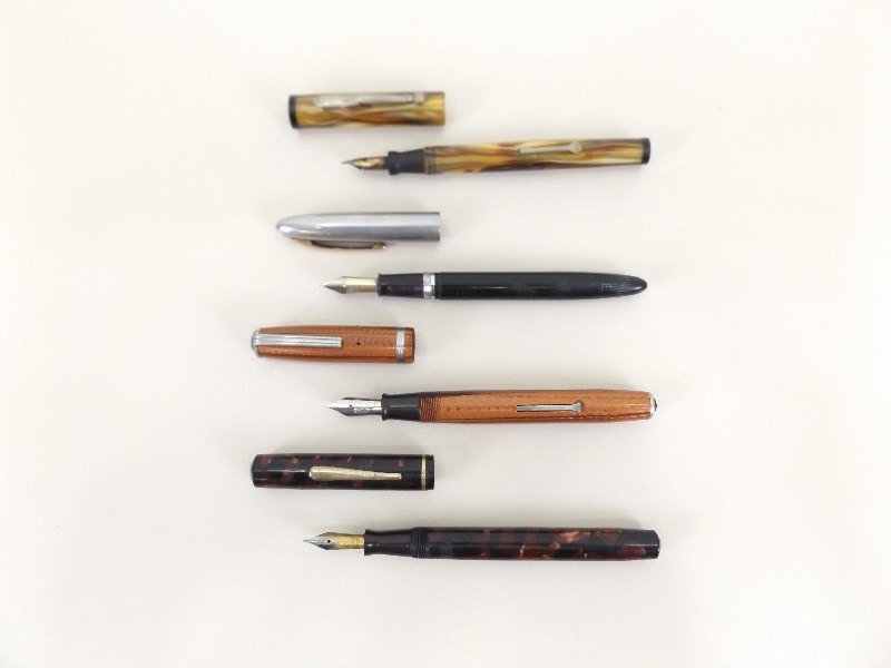 lot 3 image: 4 Antique Fountain Pens, 2 with 14k Nibs
