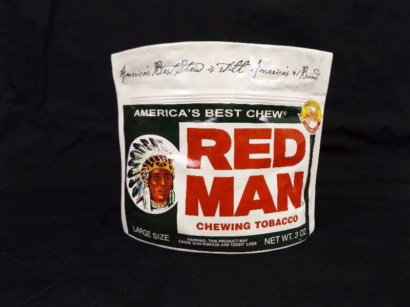 lot 11 image: Vintage Metal Red Man Chewing Tobacco Tin Counter Display