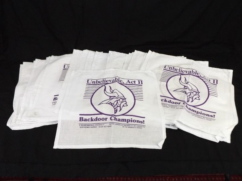 lot 17 image: Large Lot of Vintage Vikings Hankies 