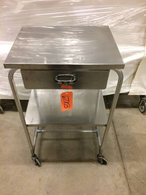 Medical Stainless Steel Mobile Utility Trolley Table with Drawer - Great Condition