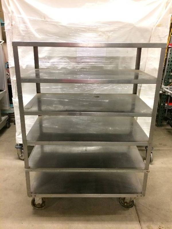 Retails New $1800 Lakeside Heavy Duty 6 Shelf Foodservice Open Tray Stainless Steel Cart Mobile Rack Shelving 50 Tall 35 Wide- Super Condition