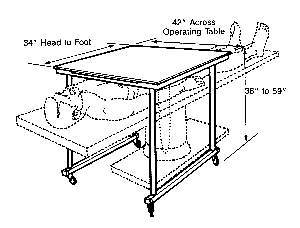 Extra Large Phelan Stainless Steel Height Adjustible Straddle Instrument Table For General and Cardiac Surgery