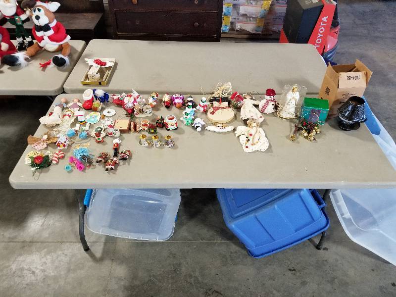 lot 10 image: Christmas Lot with 2 Christmas Trees(Lights built in) , & Many Decorations