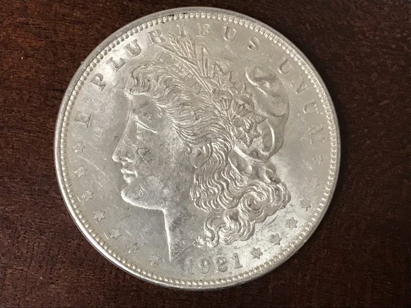lot 5 image: 1921-D Morgan Silver Dolar ...