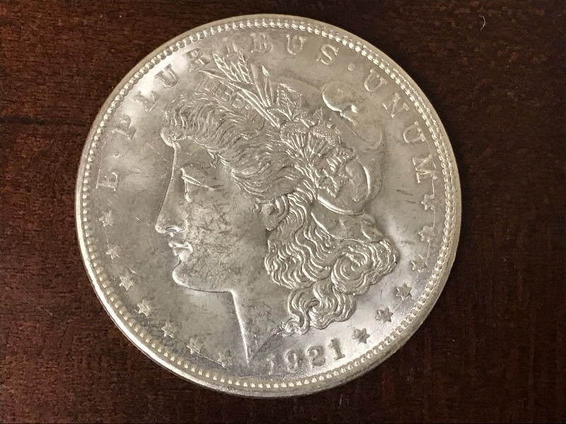 lot 8 image: 1921-D Morgan Silver Dolar ...