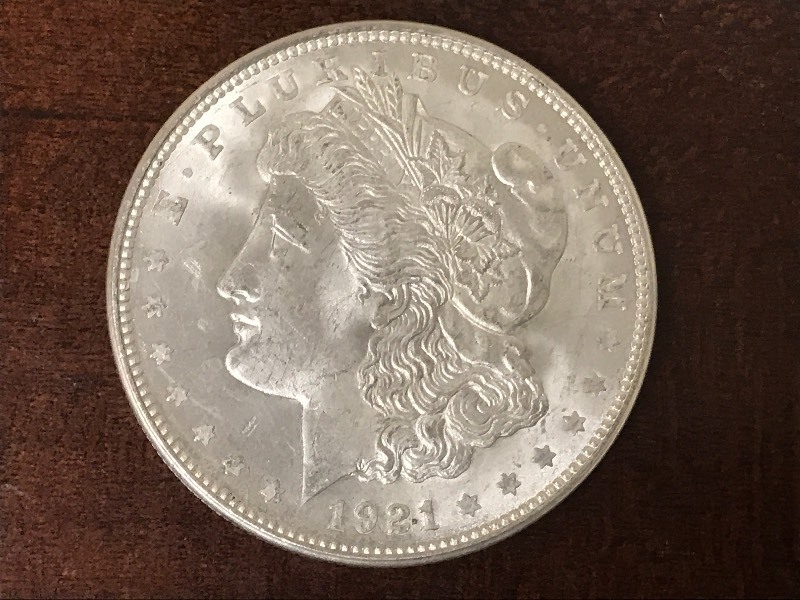 lot 12 image: 1921-D Morgan Silver Dolar ...
