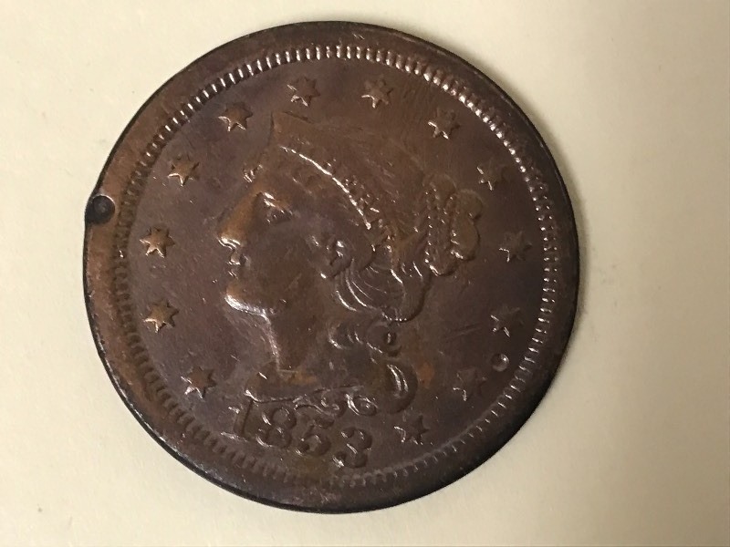 lot 18 image: 1853 Large Cent ...