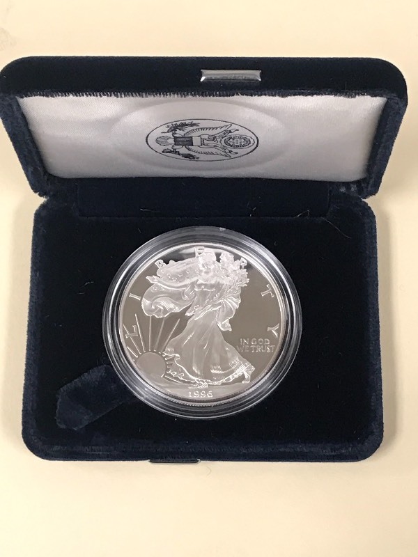 lot 36 image: 1996-P Silver American Eagle Dollar...