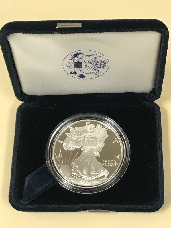 lot 47 image: 2004-W Silver American Eagle Dollar...