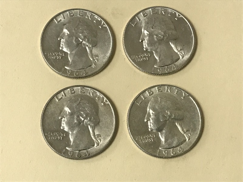 lot 52 image: Lot Of (4) 1964 Washington Silver Q...