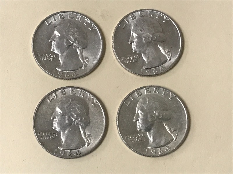 lot 53 image: Lot Of (4) 1964 Washington Silver Q...