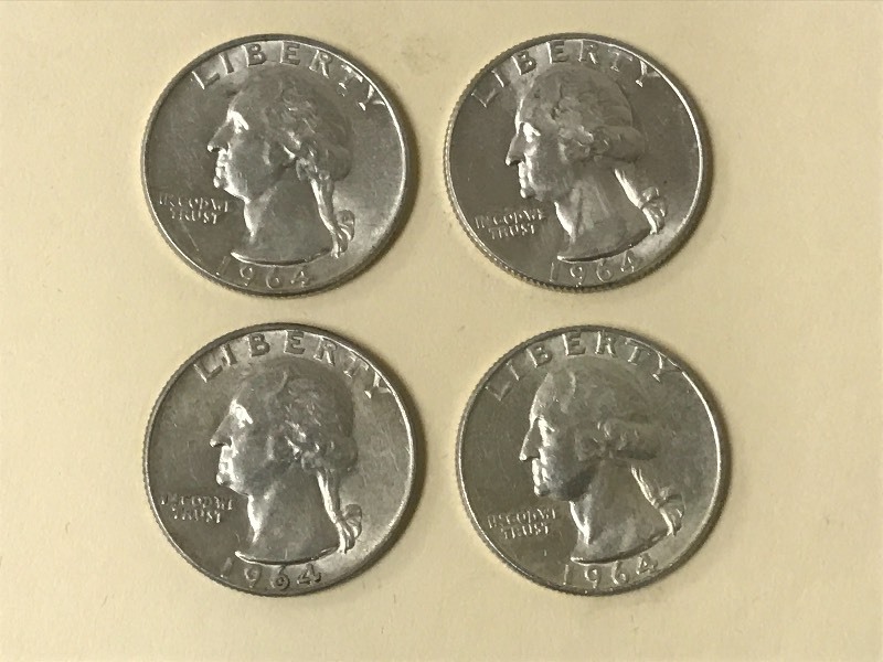 lot 54 image: Lot Of (4) 1964 Washington Silver Q...
