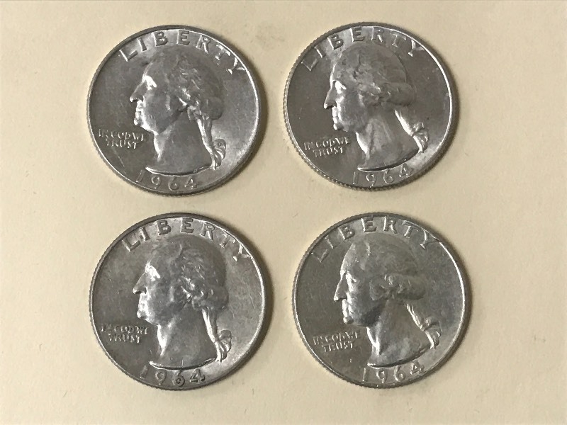 lot 55 image: Lot Of (4) 1964 Washington Silver Q...
