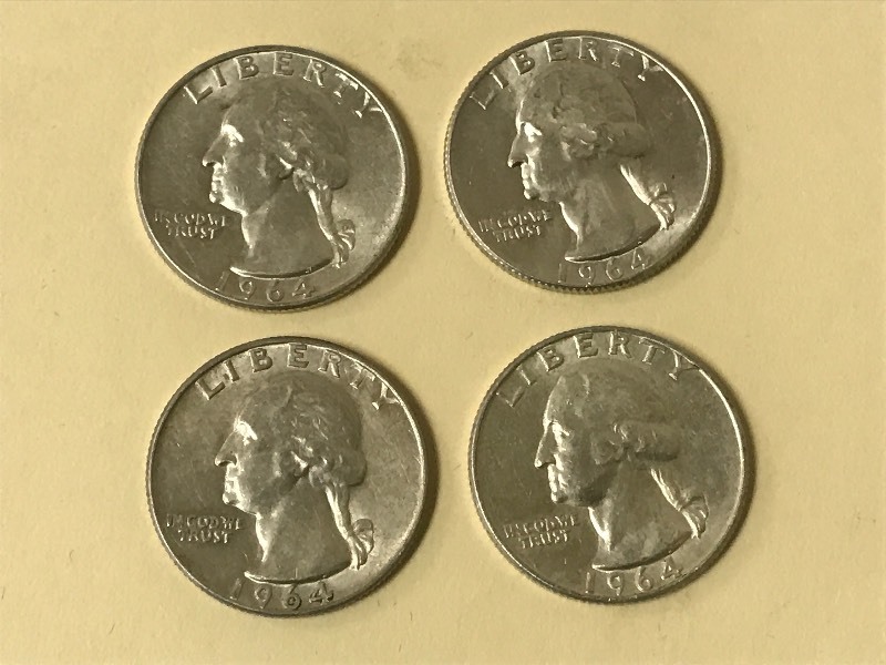 lot 58 image: Lot Of (4) 1964 Washington Silver Q...
