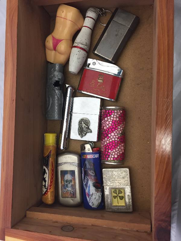 lot 3 image: Lighters Including Zippo in Cedar Box