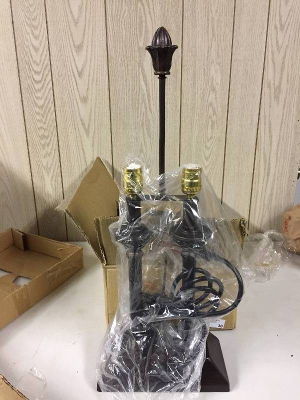 lot 38 image: New 2 Bulb Lamp - Bronzetone