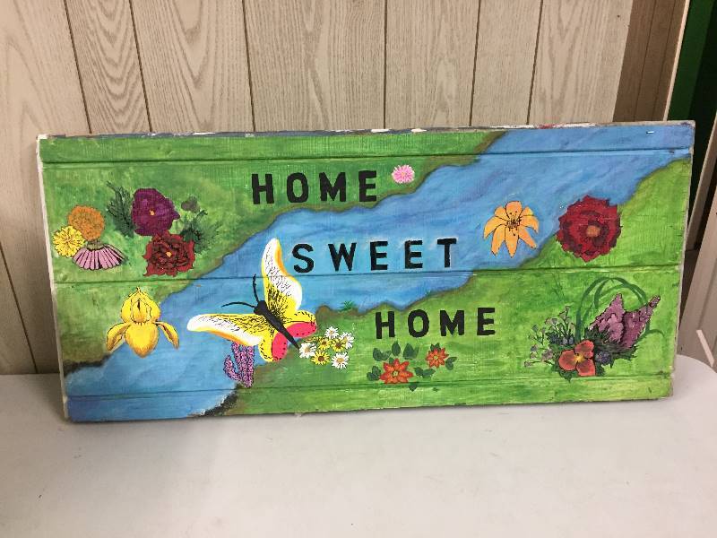 lot 63 image: Hand Painted Home Sweet Home Picture