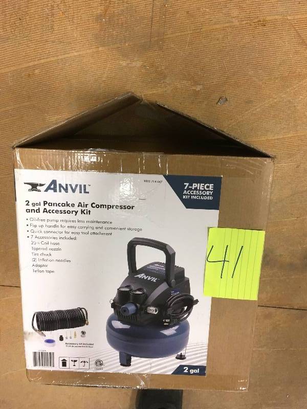 Anvil 2 gal pancake air compressor and accessory kit in good condition