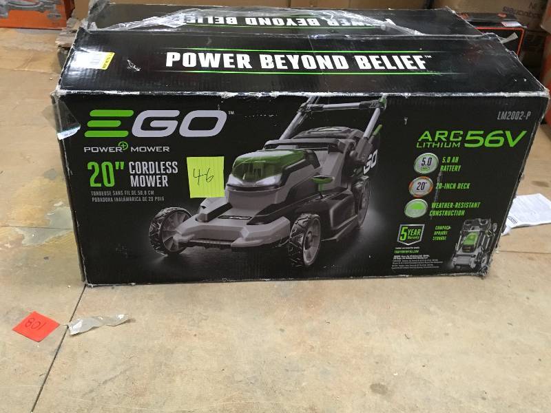 EGO 20 in. 56 Volt Lithium ion Cordless Push Mower with 5.0Ah Battery and Charger Included in good condition