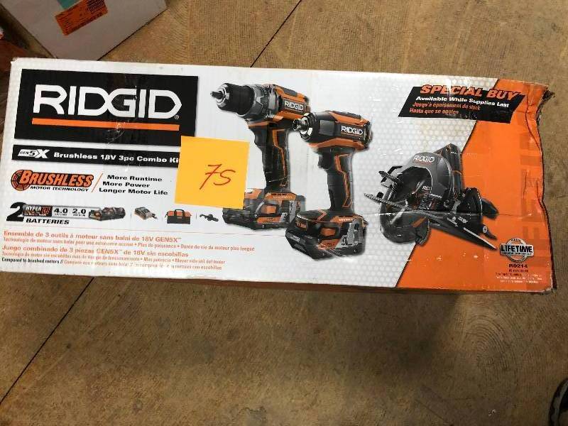 RIDGID R9214 Gen5x 18v Lithium-ion Cordless Brushless Combo Kit in like New working conditions