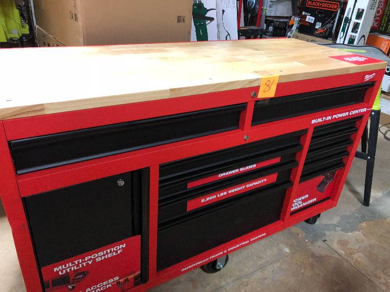 Milwaukee 60.125 in. 11Drawer and 1Door 22 in. D Mobile Workbench with Sliding Pegboard Back