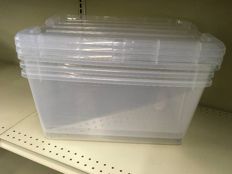 lot 44 image: THREE 11GALLON TOTE WITH LIDS